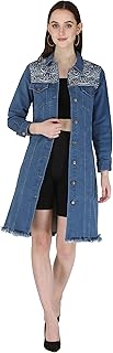 HI-FASHION Denim Embroidered Dress/Long Jacket for Women Casual WEAR