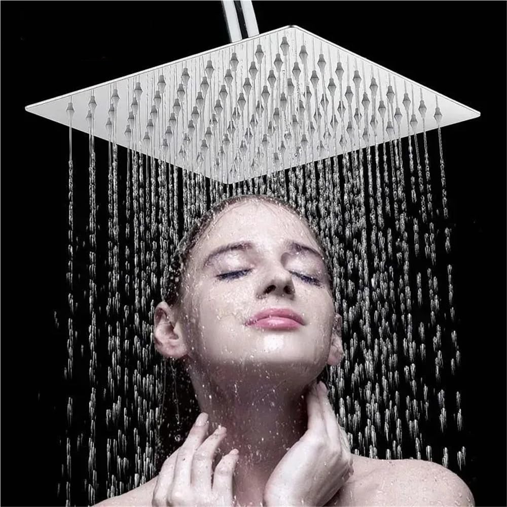 Cabezal de ducha de lluvia ultrafino de acero inoxidable de 8 pulgadas, diseño cuadrado, cabezal de ducha de cascada para una experiencia de baño lujosa, cabezal de ducha de lluvia moderno