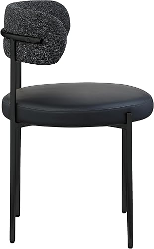 Miniatura 7 de Meridian Furniture 881Black-C Beacon Collection Modern  Silla de comedor contemporánea, asiento de cuero vegano negro, respaldo de bucle, acabado