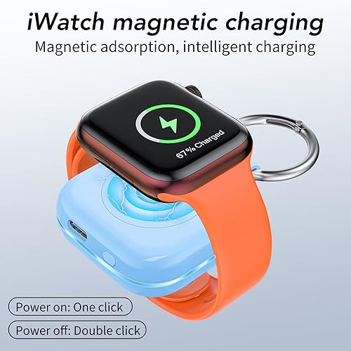 Miniatura 8 de HUOTO Cargador para accesorios de Apple Watch, batería de 1200 mAh, accesorios para reloj inteligente, llavero, cargador USB C inalámbrico para