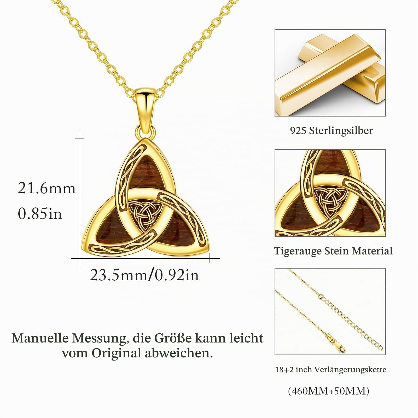 Ebenholzkette für Herren 925 Sterling Silber Claddagh/Keltische Irische Halskette Echter Ebenholz-Wikinger-Anhänger Holzschmuck Geschenke für Männer Frauen