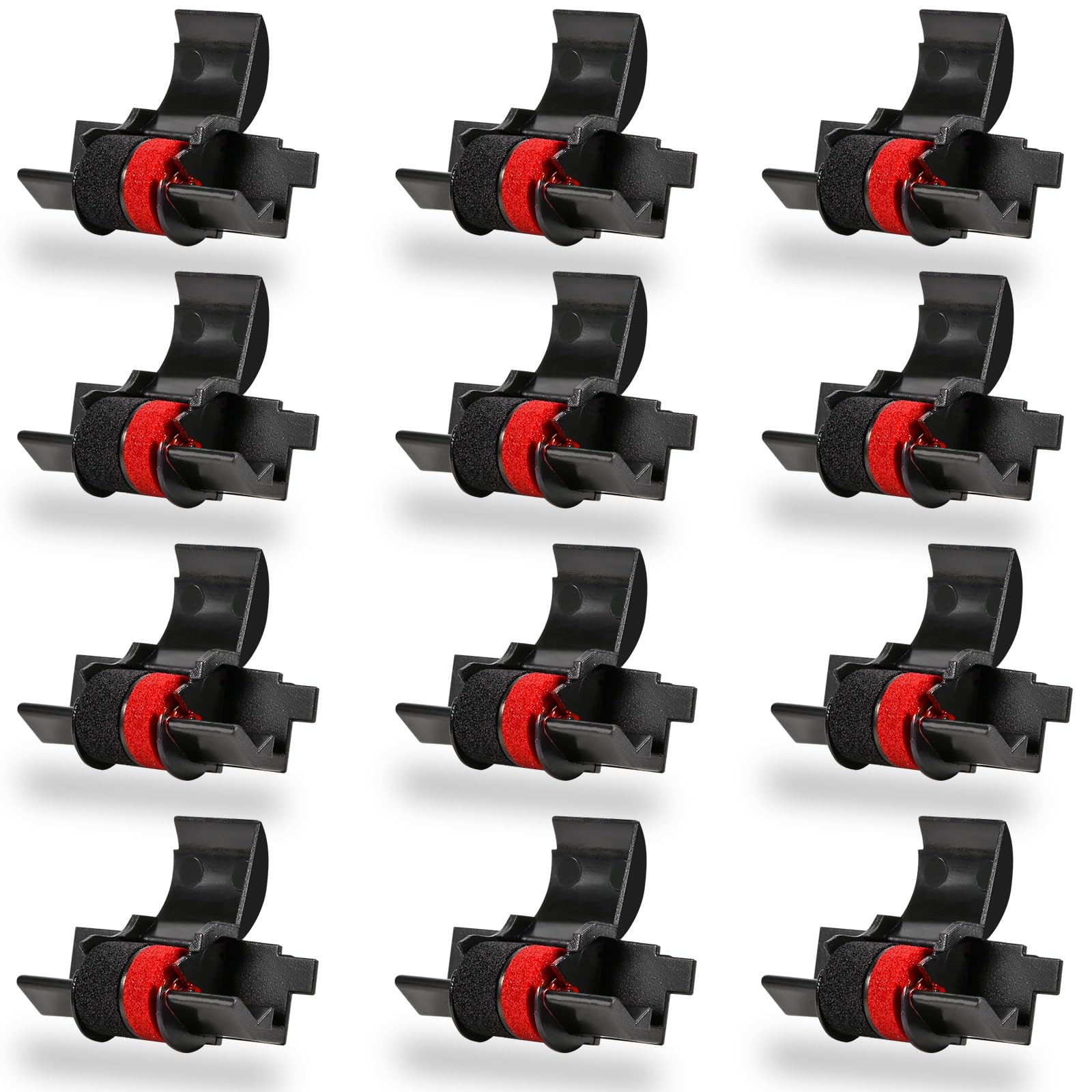 Cinta de tinta para calculadora compatible con IR-40T Casio HR-100tm HR-170RC Canon P23-dhv, paquete de 12 cintas de calculadora selladas individualmente, rojo/negro, uso con Sharp EL-1750V