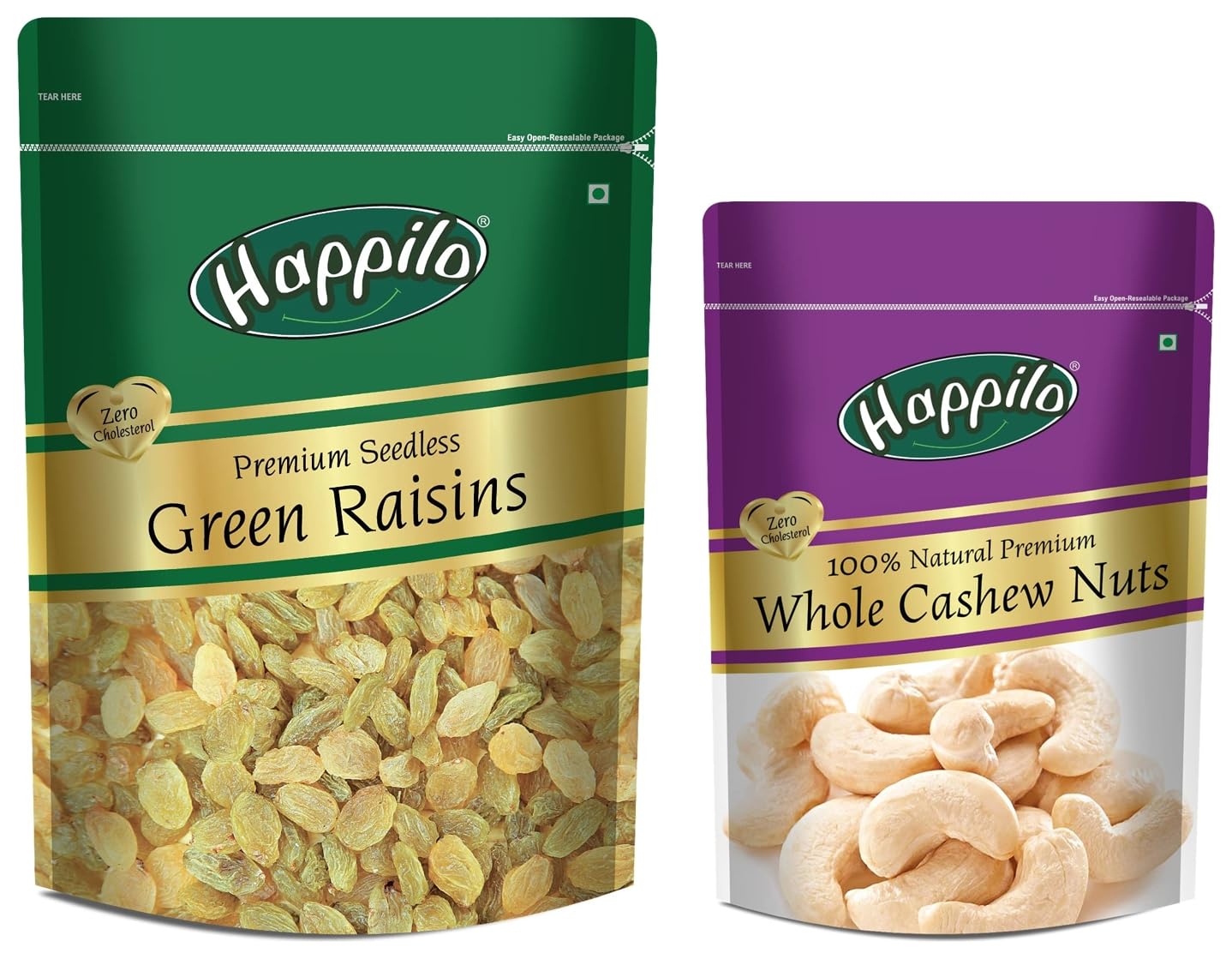 Happilo 100% Natural Premium Whole Cashews, 200g & Premium Seedless Green Raisins, 250g (B099CVMT1T) Amazon Price History, Amazon Price Tracker
