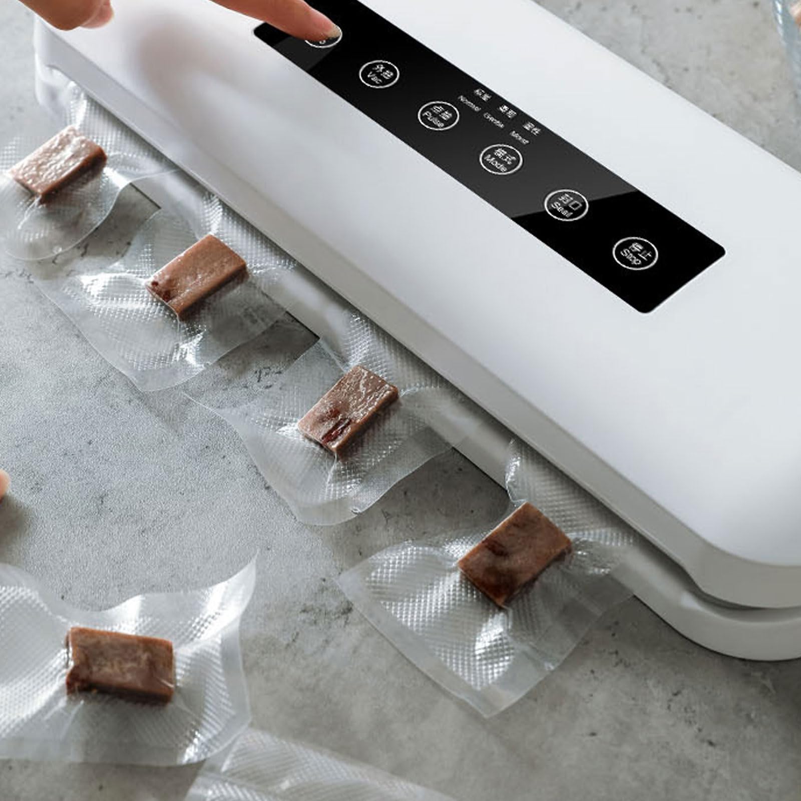 Máquina selladora automática al vacío de alimentos de 80 KPa, sellador al vacío de alimentos, modo húmedo y seco y externo para tarros y contenedores, selladores al vacío para almacenamiento de