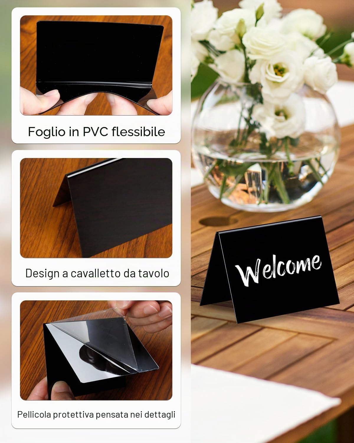 Uniclife Confezione da 20 Mini Lavagnette per Alimenti, Piccole Lavagnette con Pennarelli per Gessetti, Segnali Alimentari in PVC Lucido Riusabili Etichette Alimentari per Buffet di Matrimoni e Feste