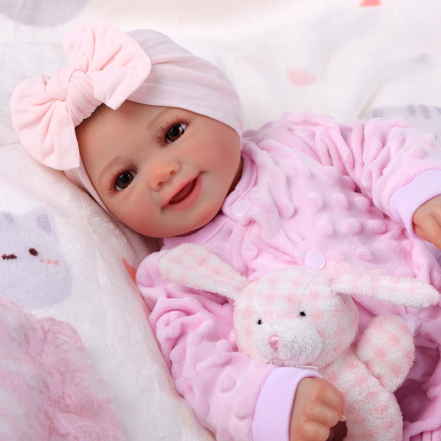 BABESIDE Reborn Baby Dolls Silicone Full Body Sunny - 17 Inch Cute Soft Realistic Baby Doll Poseable Smiling Real Life Baby Dolls with Complete Accessories for 3+ Years Old Gifts, Pretend Play