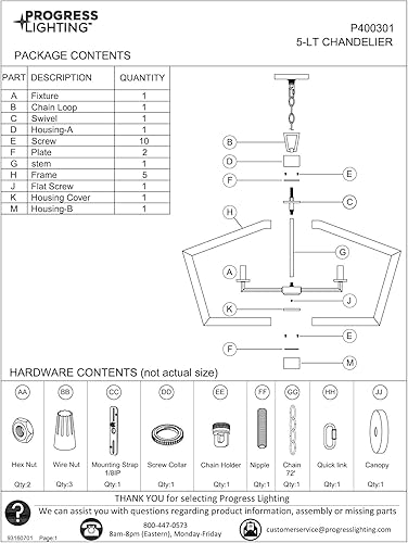 Miniatura 10 de Progress Lighting P400301-009 Galloway Collection - Lámpara de araña moderna de 5 luces, níquel cepillado con detalles de roble lavado gris