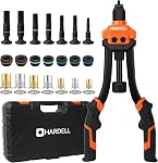 HARDELL 14" Kit d'outils pour les écrous, outil de rivet à la main avec 80Pcs Noix de rivet et 6 Métrique & Mandrels de pouce M6 M8 M10, 1/4-20, 5/16-18, 3/8-16 et cas de portage à roues