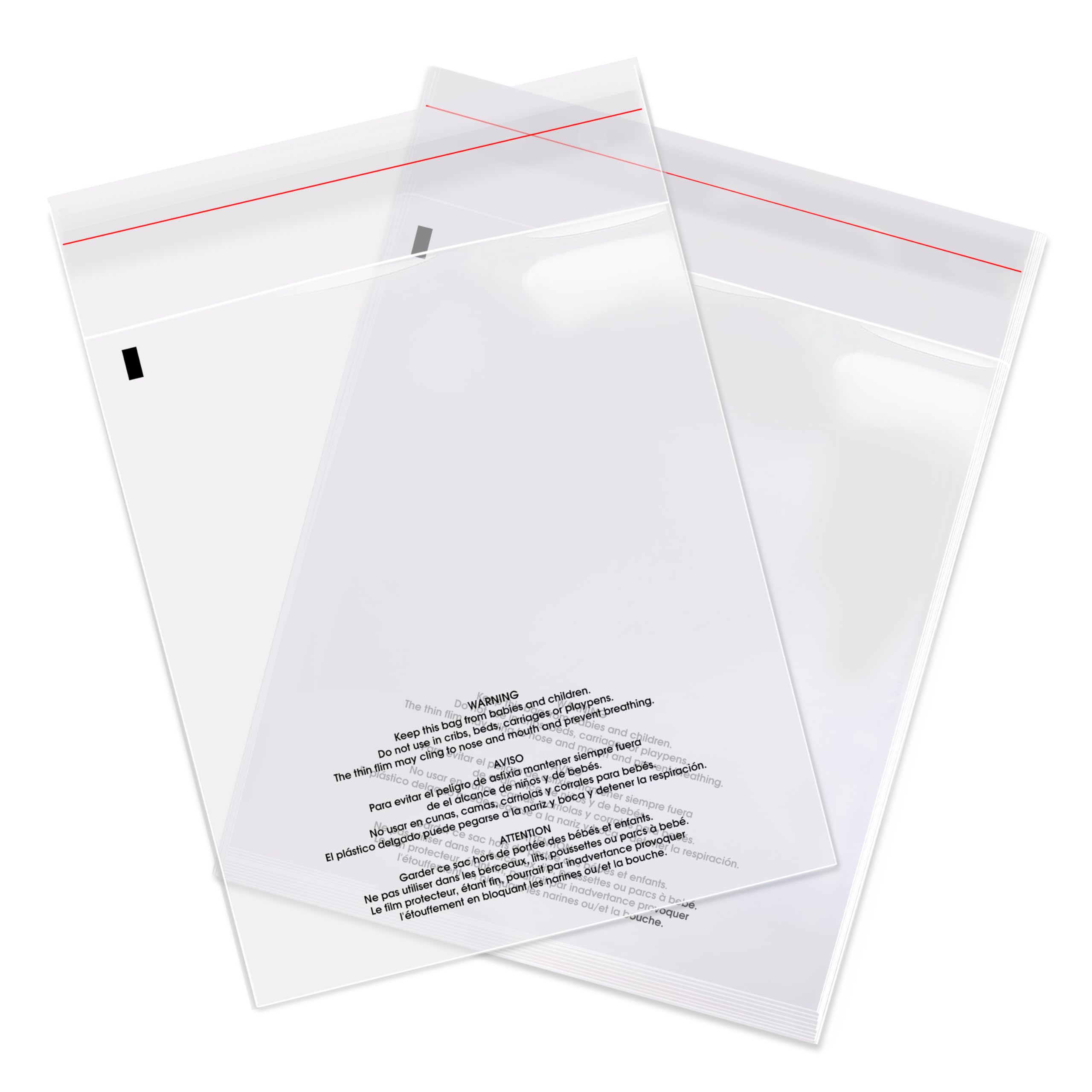 Spartan Industrial - 8” X 10” (1000 Count) Self Seal Clear Poly Bags with Suffocation Warning for Packaging, T Shirts - Resealable Glue