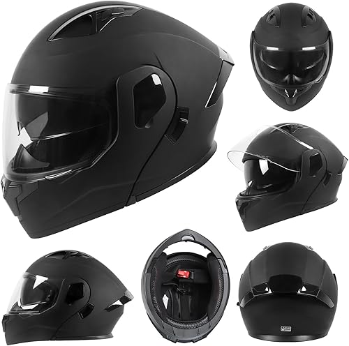 Miniatura 3 de Casco modular para motocicleta de adultos, con doble visera abatible, cara completa, aprobado por DOT para hombres, mujeres, moto, ATV, UTV, moto de