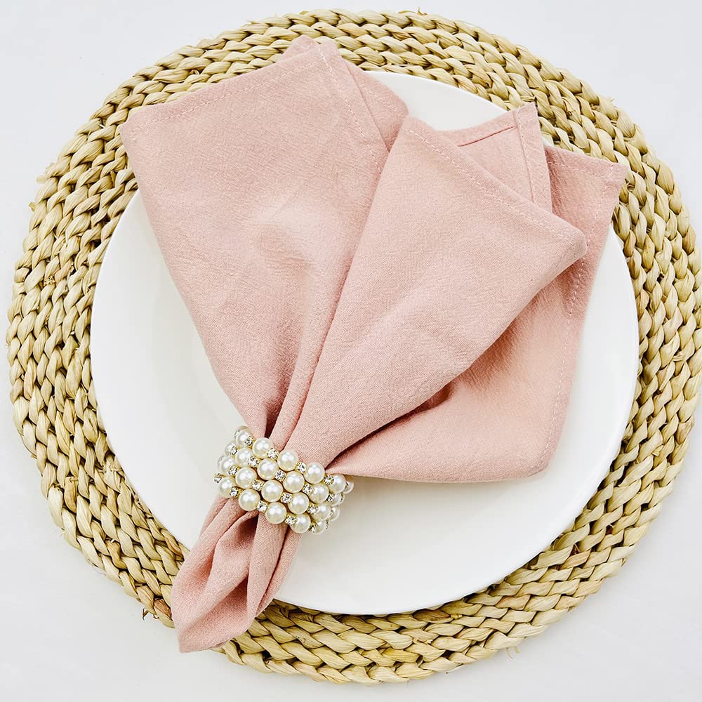 cloth napkins, 6PCS 40X40CM,Dinner Table Serviettes Reusable For Weddings Parties Restaurant(Pink)