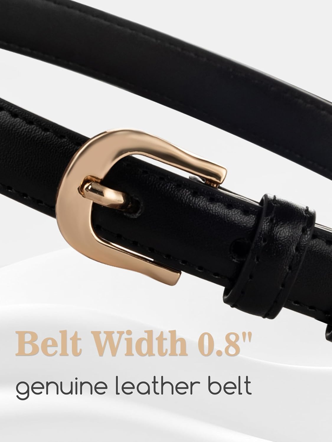 Women's Skinny Leather Belt for Jeans Dresses Pants Ladies Thin Soft Waistband with Gold Buckle Black Brown Gift Belt - Image 3