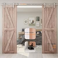 Vista 85 de TSMST Kit de herrajes para puerta corrediza de granero de 6 pies, riel de acero inoxidable de servicio pesado resistente con montaje superior