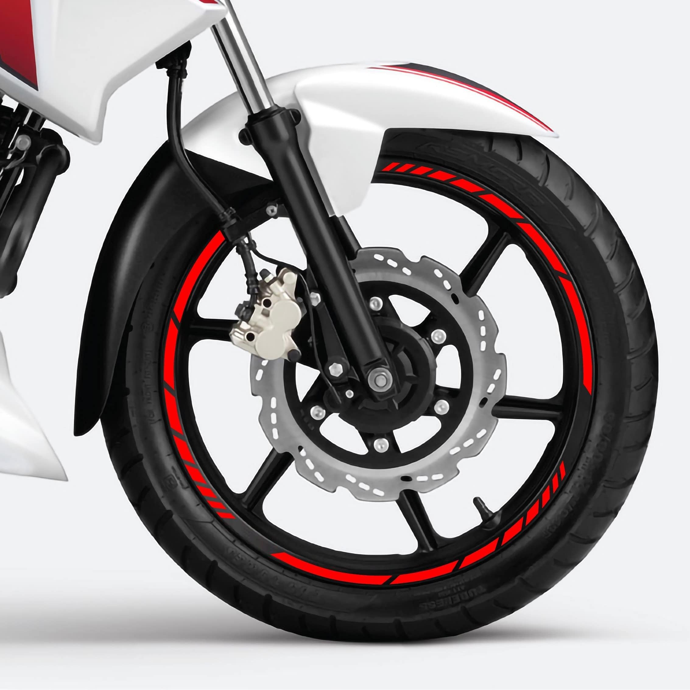 Vinyl Self-Adhesive Metal Bike Rim Sticker Red 12pcs for Both Side All Type of Bikes, 10 x 10 x 5 cm