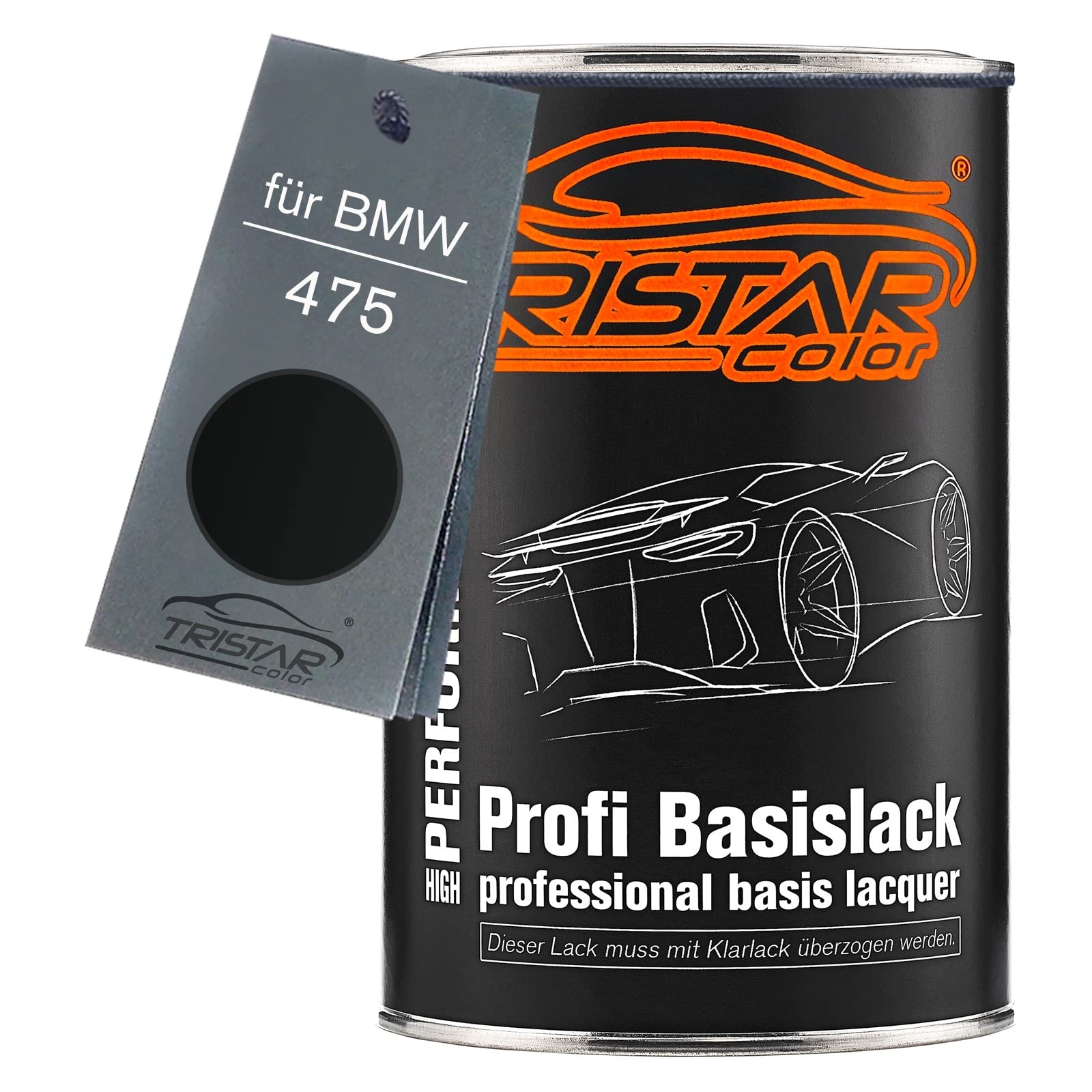 TRISTARcolor Peinture voiture Pot prêt à la pulvérisation pour BMW 475 Blacksaphire Metallic peinture de base 1 litre 1000 ml