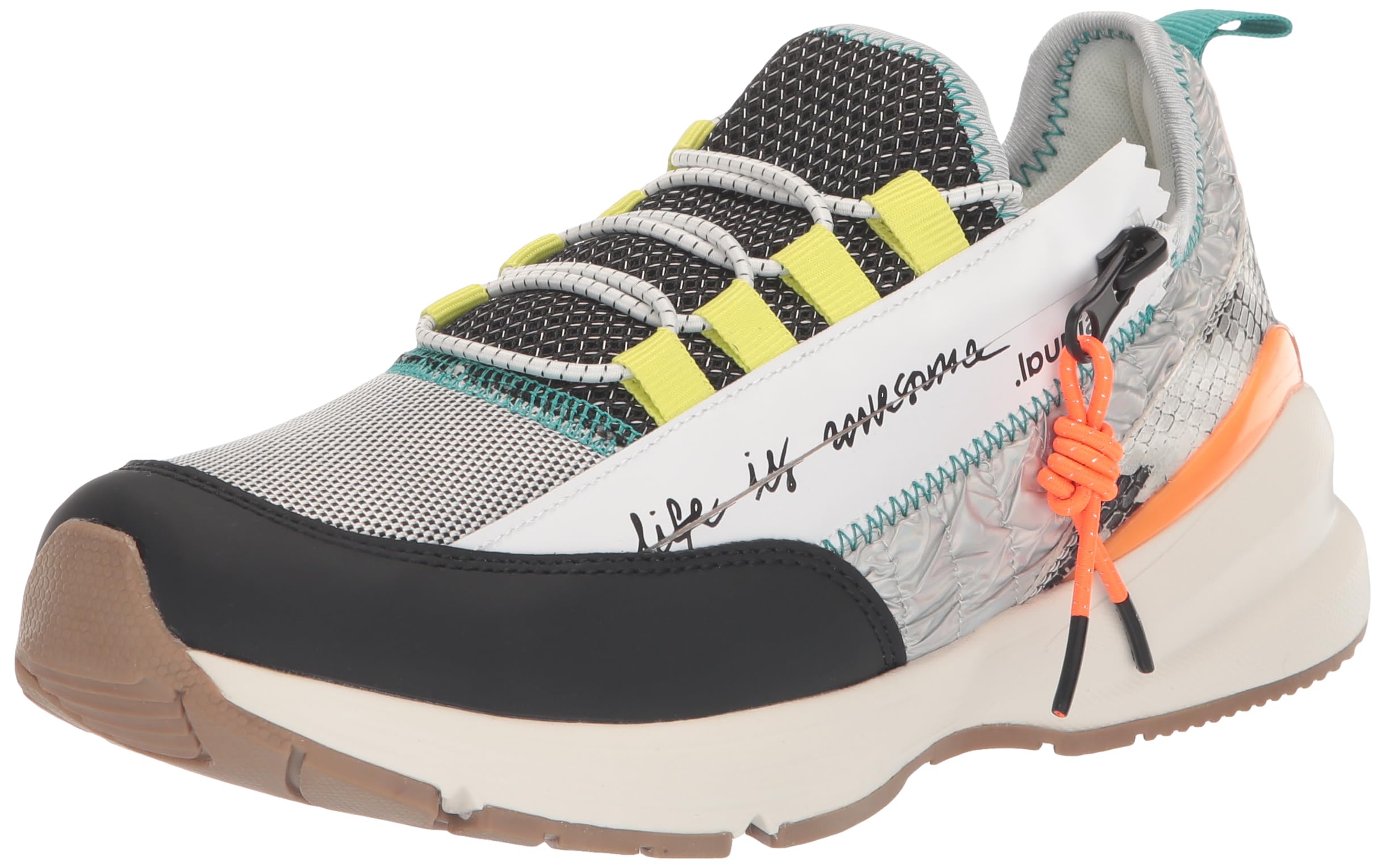 Desigual Damen Blanc Sneakers Mit Reißverschluss Für Patchwork