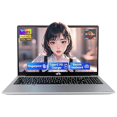 NIMO 15.6" IPS FHD-Gaming-Laptop,AMD Ryzen 5 6600H 16GB DDR5 RAM 512GB SSD (Beat i5-1335U, 6 Cores Up to 4.5GHz) AMD Radeon 660M GPU-Computer with 100W Type-C Backlit Keyboard Fingerprint