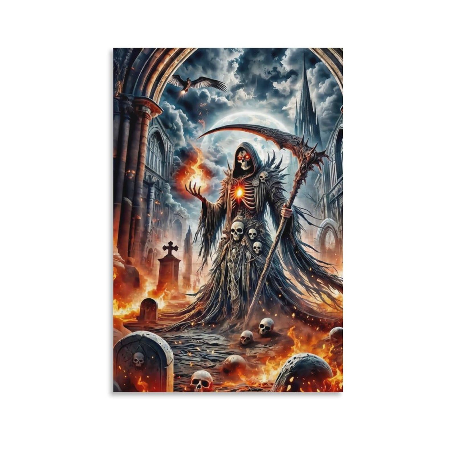 DHBANEIOK Death Reaper Fantasy Poster Artwork Canvas Prints Picture Modern Wall Art Picture Wall Hanging for Bathroom Wall Decor 16x24inch(40x60cm)