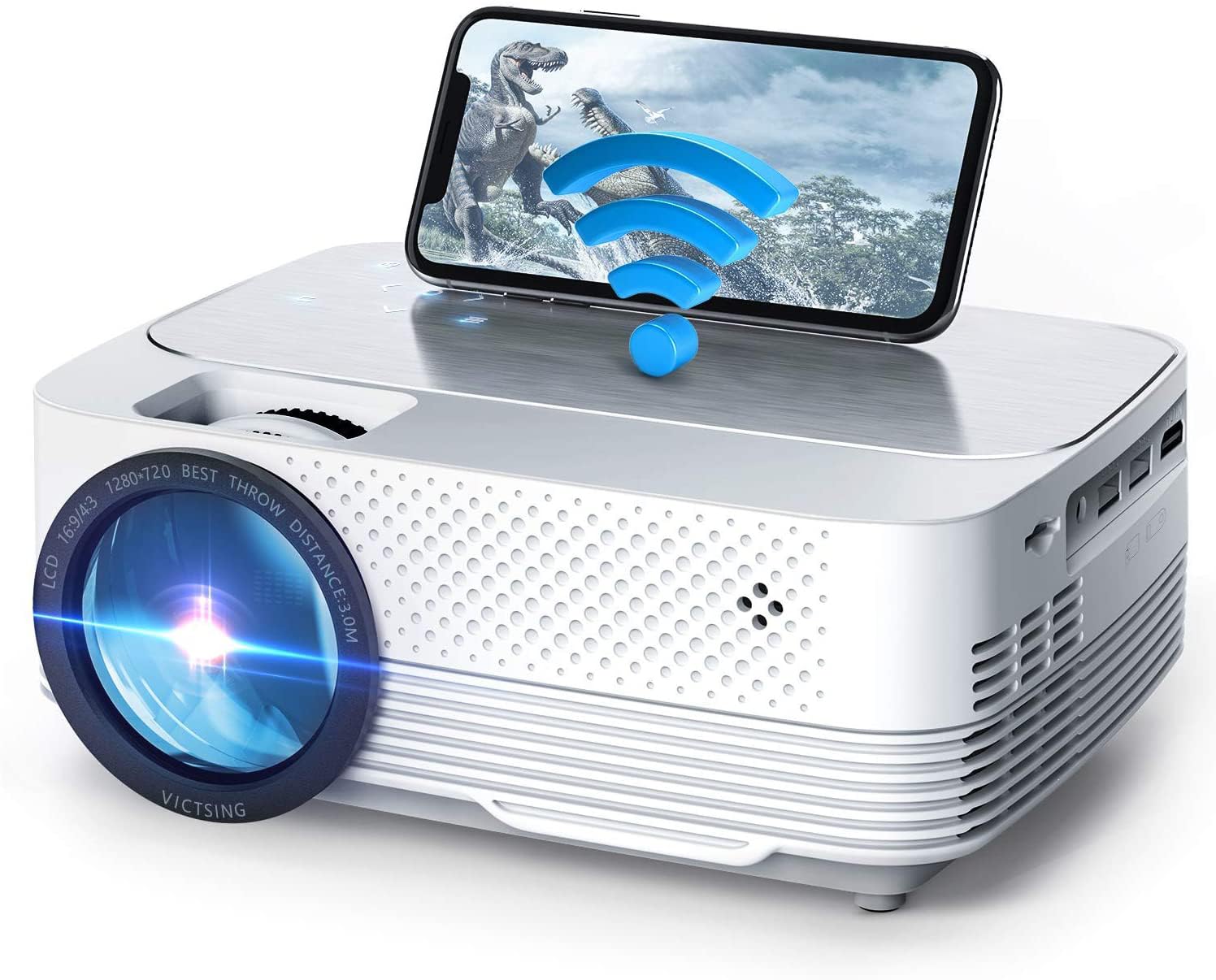 Wownect Android Projector |1080P Full HD Supported 4000L Outdoor Portable Projector, 200" Display Home Theater Movie Projector for Outdoor Movies, Compatible with TV Stick, HDMI, VGA, AV