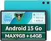 TECLAST 2025 Newest Tablets 10.1 Inch, P33 Android 15 Tablet, 9GB RAM 64GB ROMTF 1TB, 6000mAh, WiFi Android Tablets, 1280x800 IPS, Quad-Core, 2 Speaker|Type-C|BT5.0|Camera|3.5mm Jack|GMS