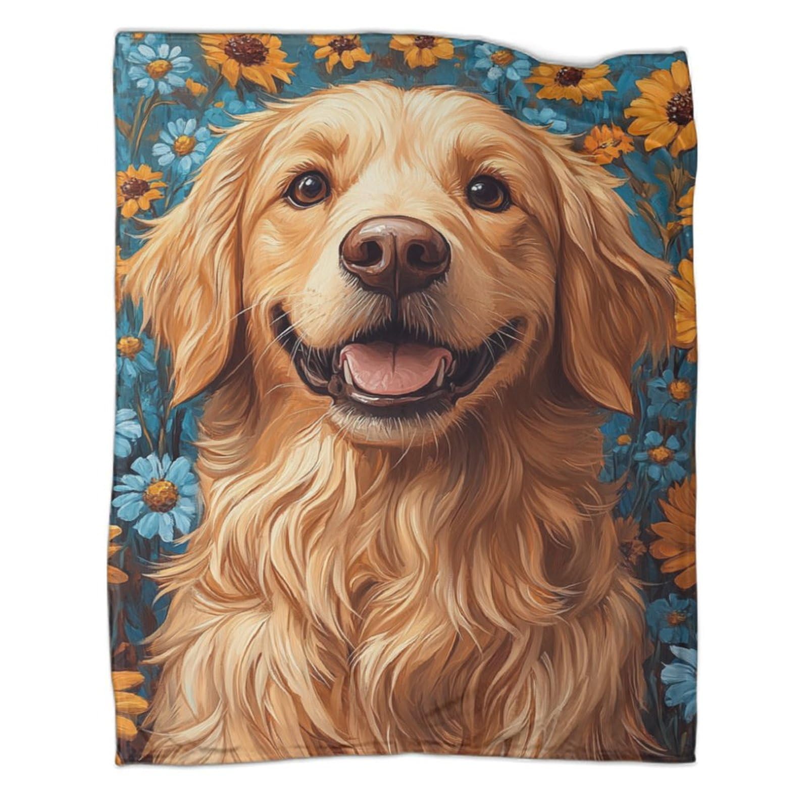 Couverture polaire Golden Retriever douce et chaude à effet 3D