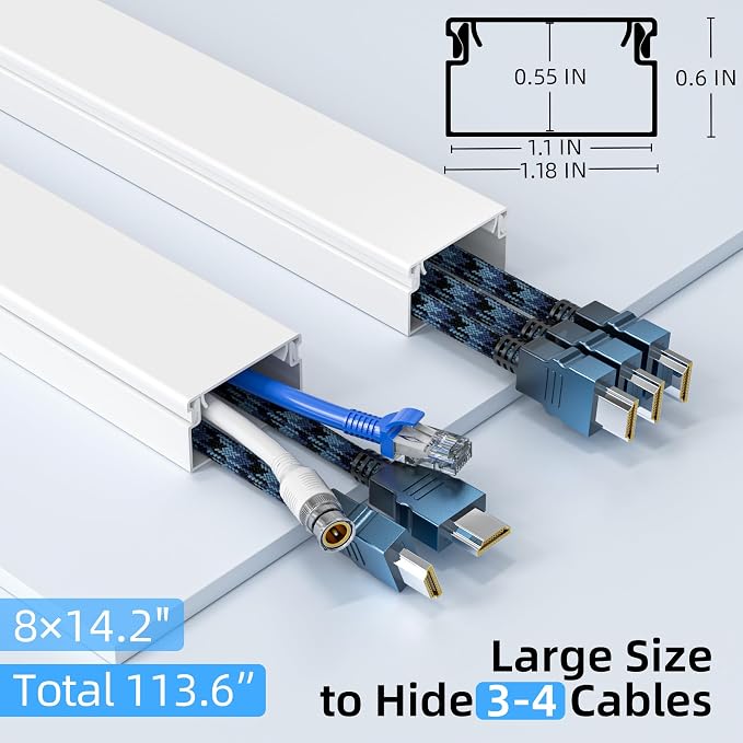 Delamu Cubrecables Adhesivo Blanco 113.6 in W 1.18 H 0.60 in miniatura 2