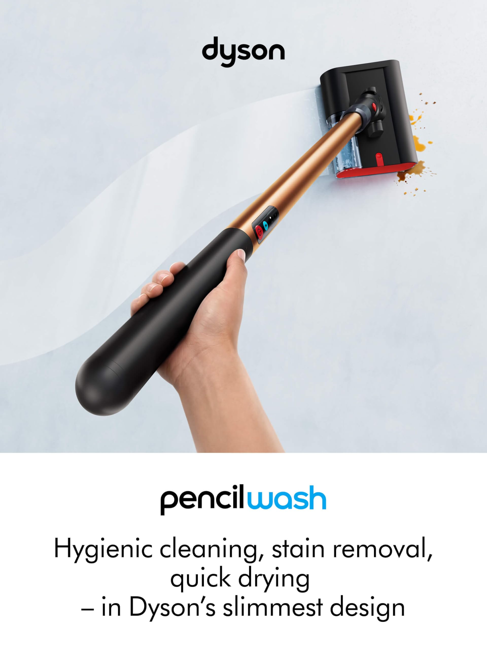 Dyson PencilWash Lavaggio a umido e a secco, ultra sottile, manico leggero, spazzola motorizzata, pulizia igienica, rimozione delle macchie, asciugatura rapida, durata 30 minuti