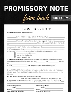 Promissory Note Form Book: One Agreement form per page, 100 Forms