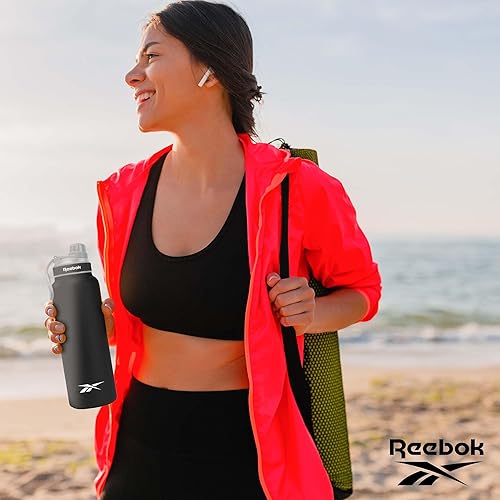 Miniatura 2 de Reebok Botella de agua atlética de acero inoxidable  Botella de agua aislada de 32 onzas con tapa de chug  Botella de agua deportiva aislada al