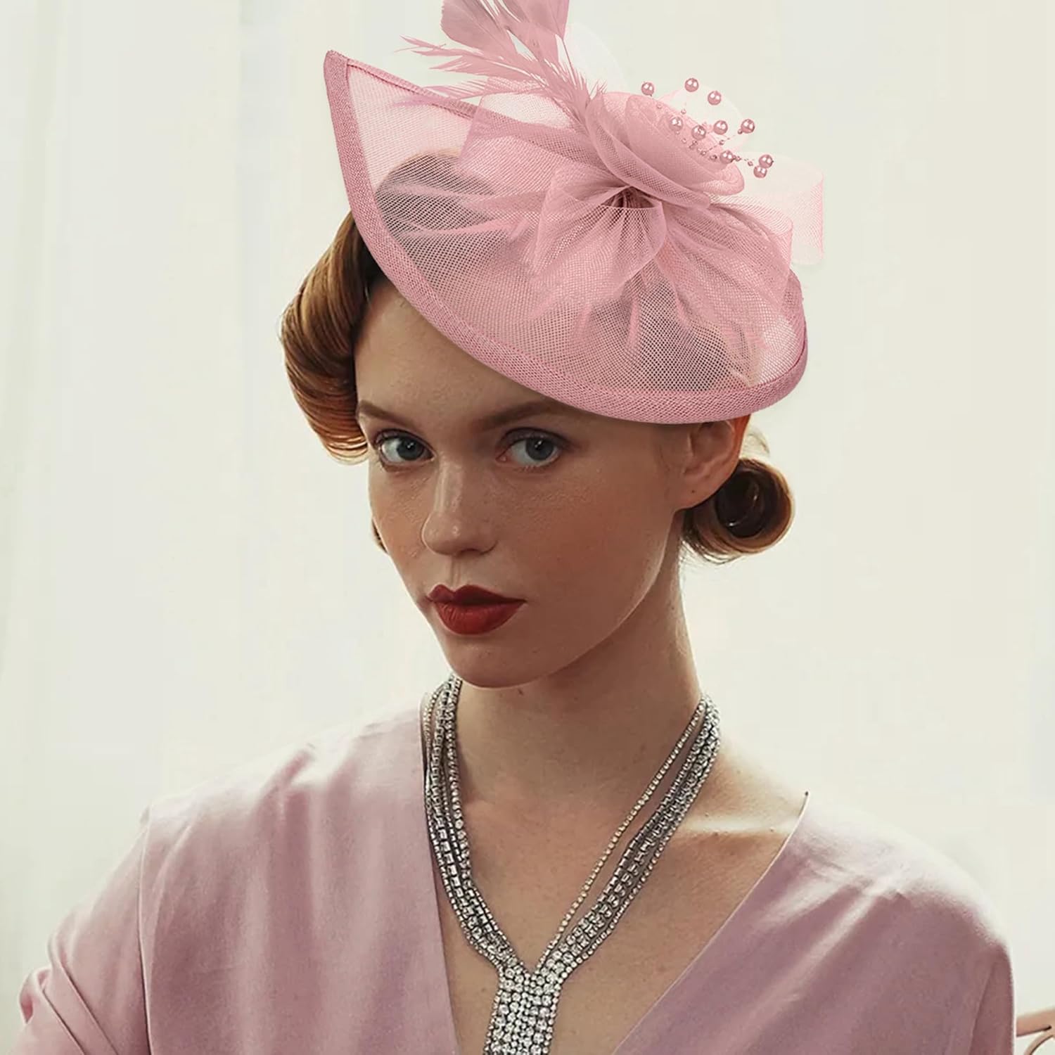 Fascinator Hat for Wedding Tea Party Hat for Women Flower Feathers Mesh Hat Headband Hair Clip for Cocktail - Image 5