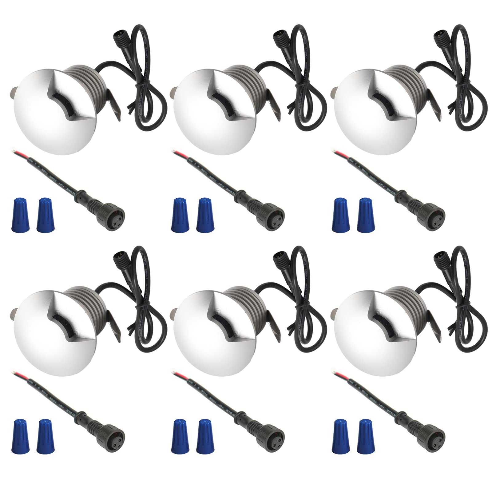 Kit LED Step/Deck Light, 6-Pack Faretto da Pavimento, Faretti da Incasso a Pavimento DC-12V a Bassa Tensione, Faretti da Incasso a Terra Impermeabili IP67, Illuminazione per terrazza,Giardino