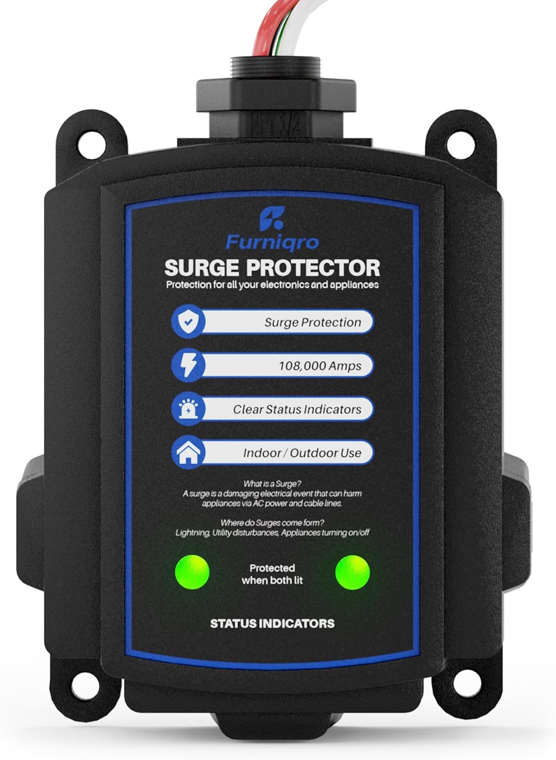 FHSPD108S Whole House Surge Protector for 108,000 Amps, Whole Home Surge Protector for Indoor/Outdoor Use