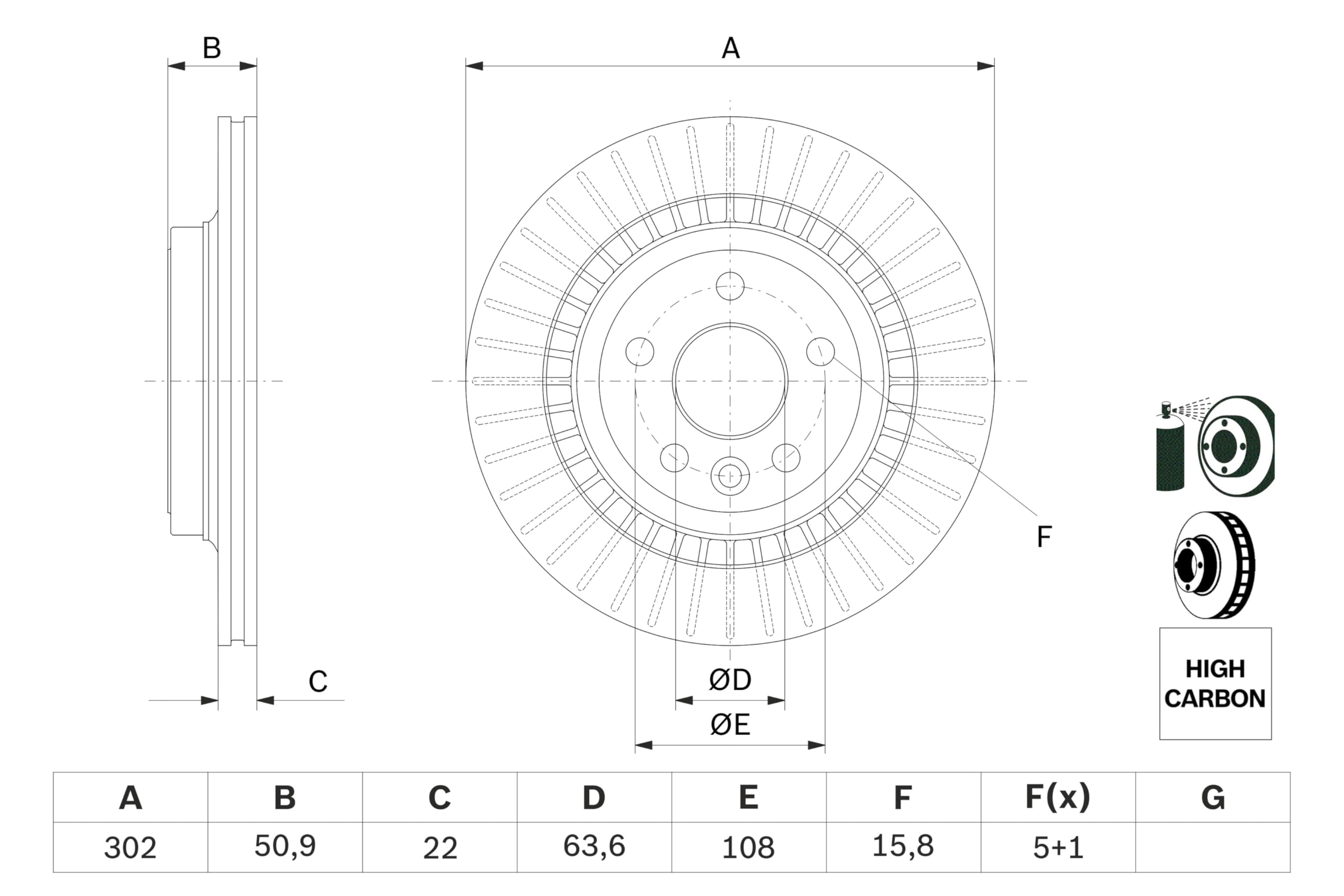 BOSCH Set Dischi Freno BD1545 - Dischi Freno Solidi di 302mm - Asse Posteriore - Conformi al regolamento ECE-R90 - Lunga Durata, Anticorrosione Avanzata - 2 Dischi