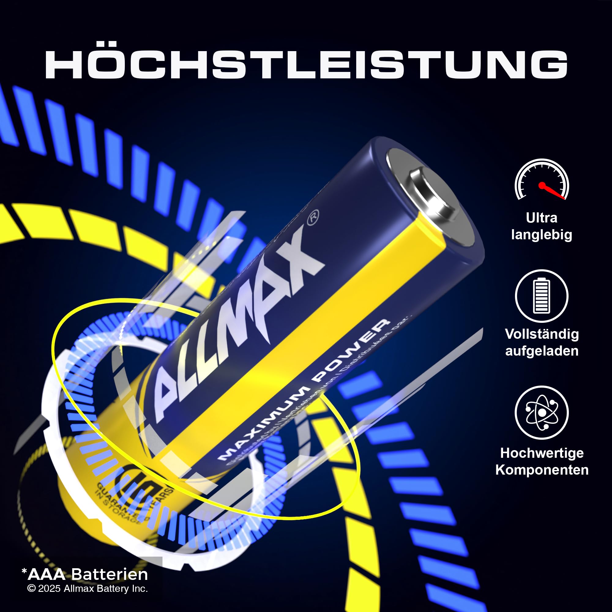 Allmax AAA Micro (LR03) Alkaline Batterien (600 Stück) – 1,5 V | 10 Jahre Haltbarkeit • Auslaufsicheres Design • Ultra-Langlebigkeit • Maximale Leistung