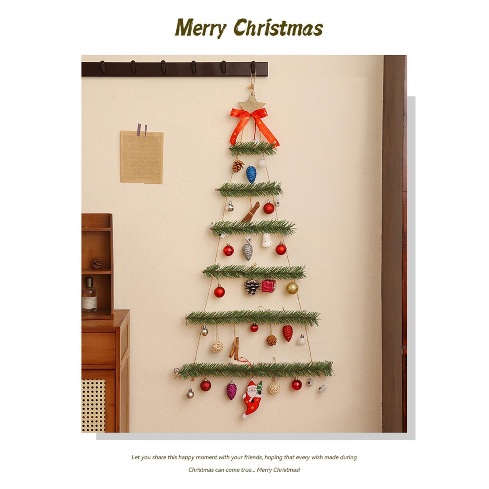 ACAREY Weihnachtsdeko LED Weihnachtsbeleuchtung Aus Holz, 113CM Wand Weihnachtsbaum Beleuchtung Fensterbeleuchtung, LED Lichterkette Sterne Licht Für Innen Außen Weihnachtsdeko Fenster (Grün)