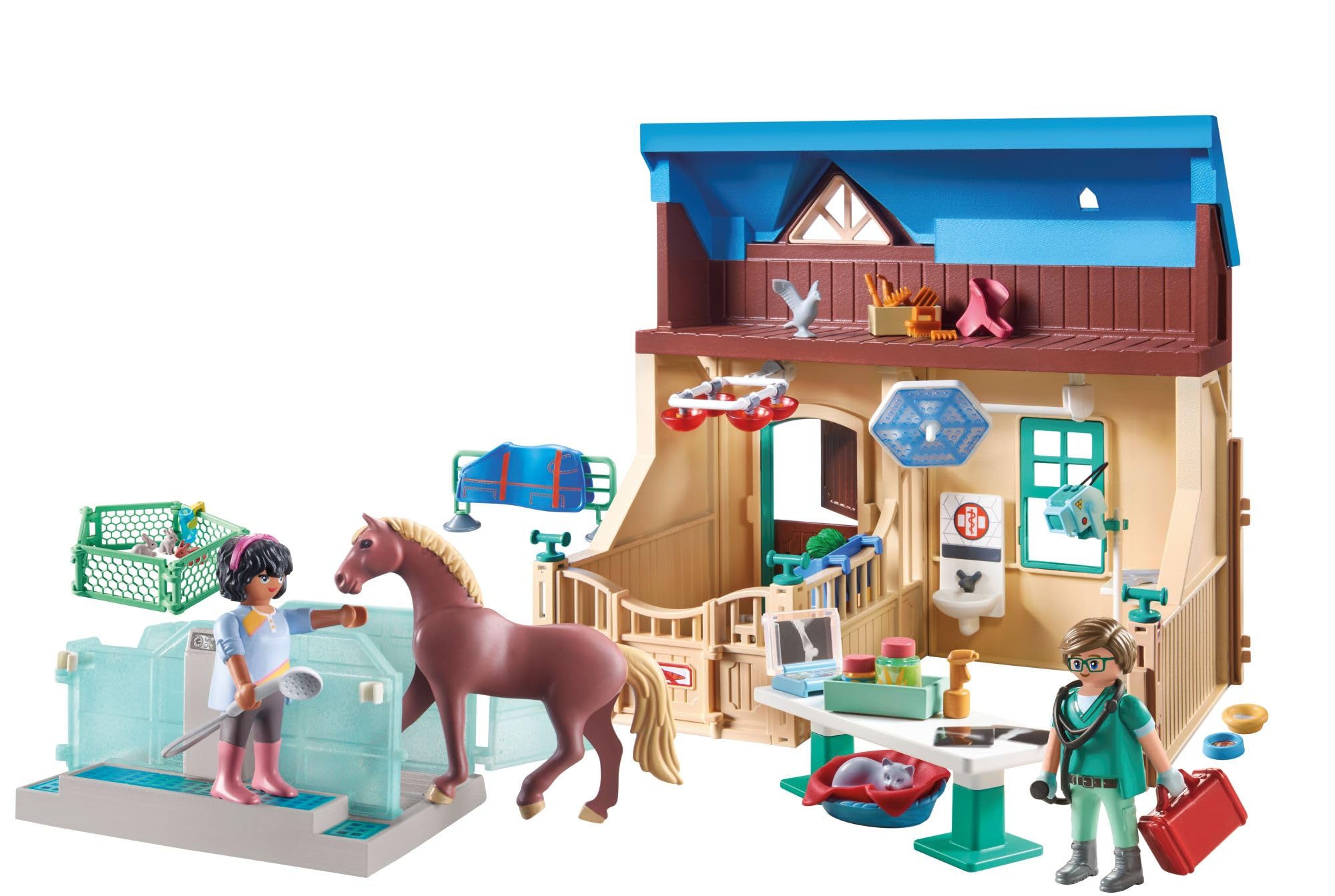 PLAYMOBIL Horses of Waterfall 71352 Stalla con Veterinario, guarigione Rapida degli Animali Malati Grazie a Phil, Giocattolo sostenibile per Bambini dai 5 Anni in su