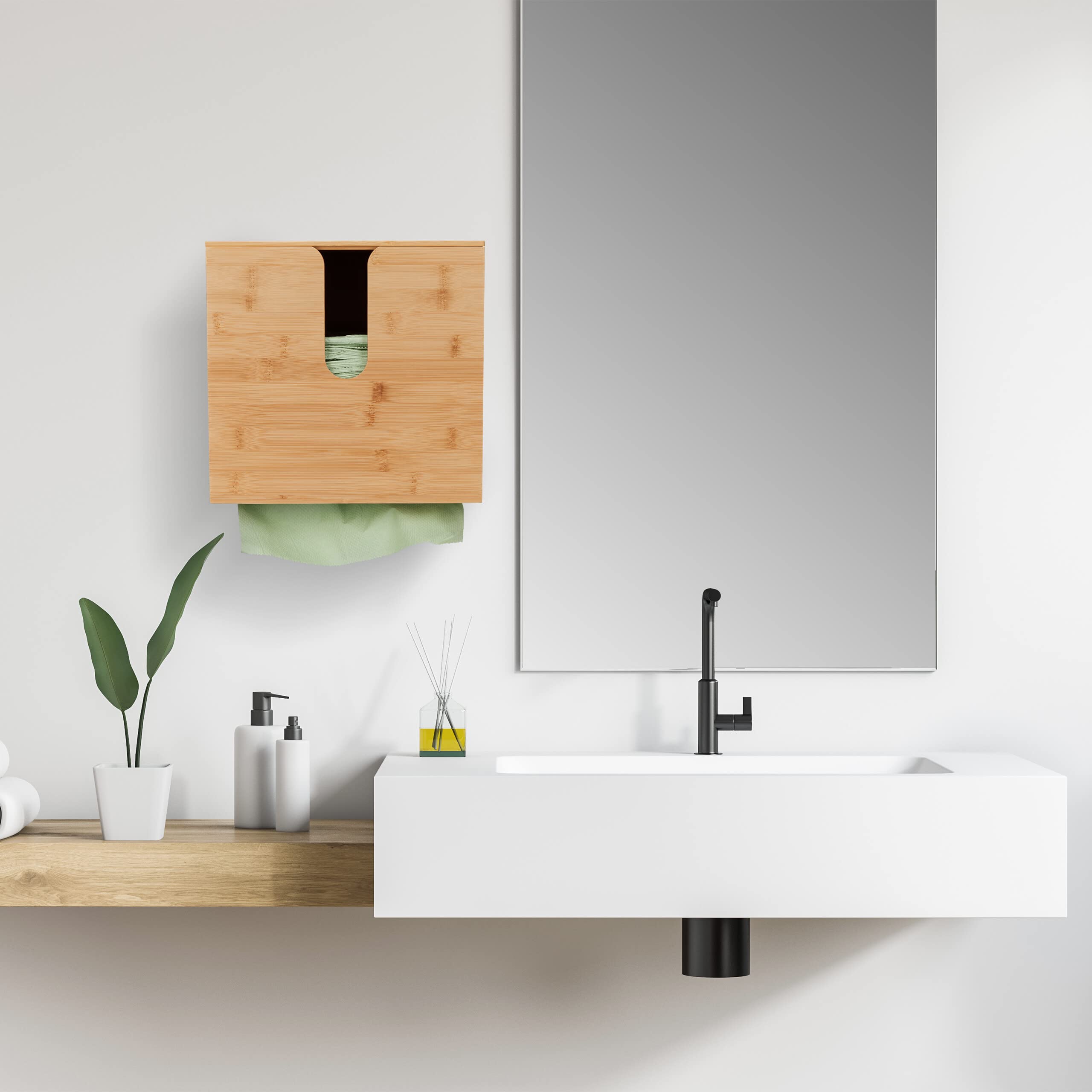 Image secondaire de Distributeur de Serviettes en Papier en Bambou Naturel - Relaxdays