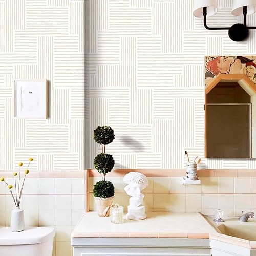 Vista 13 de Naphite Papel tapiz moderno de color gris para despegar y pegar, papel de contacto de línea a rayas boho para armarios, cajones, geométrico