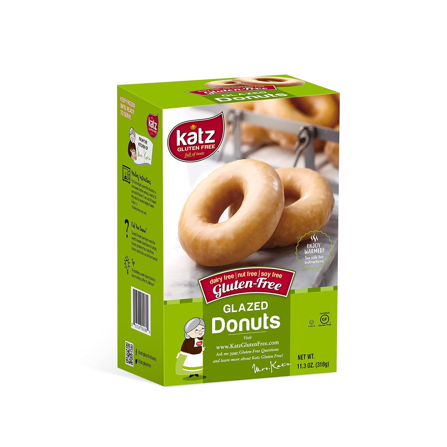 Katz Gluten Free Glazed Donuts | Dairy Free, Nut Free, Soy Free, Gluten Free | Kosher (1 Pack of 6 Donuts, 11.3 Ounce)