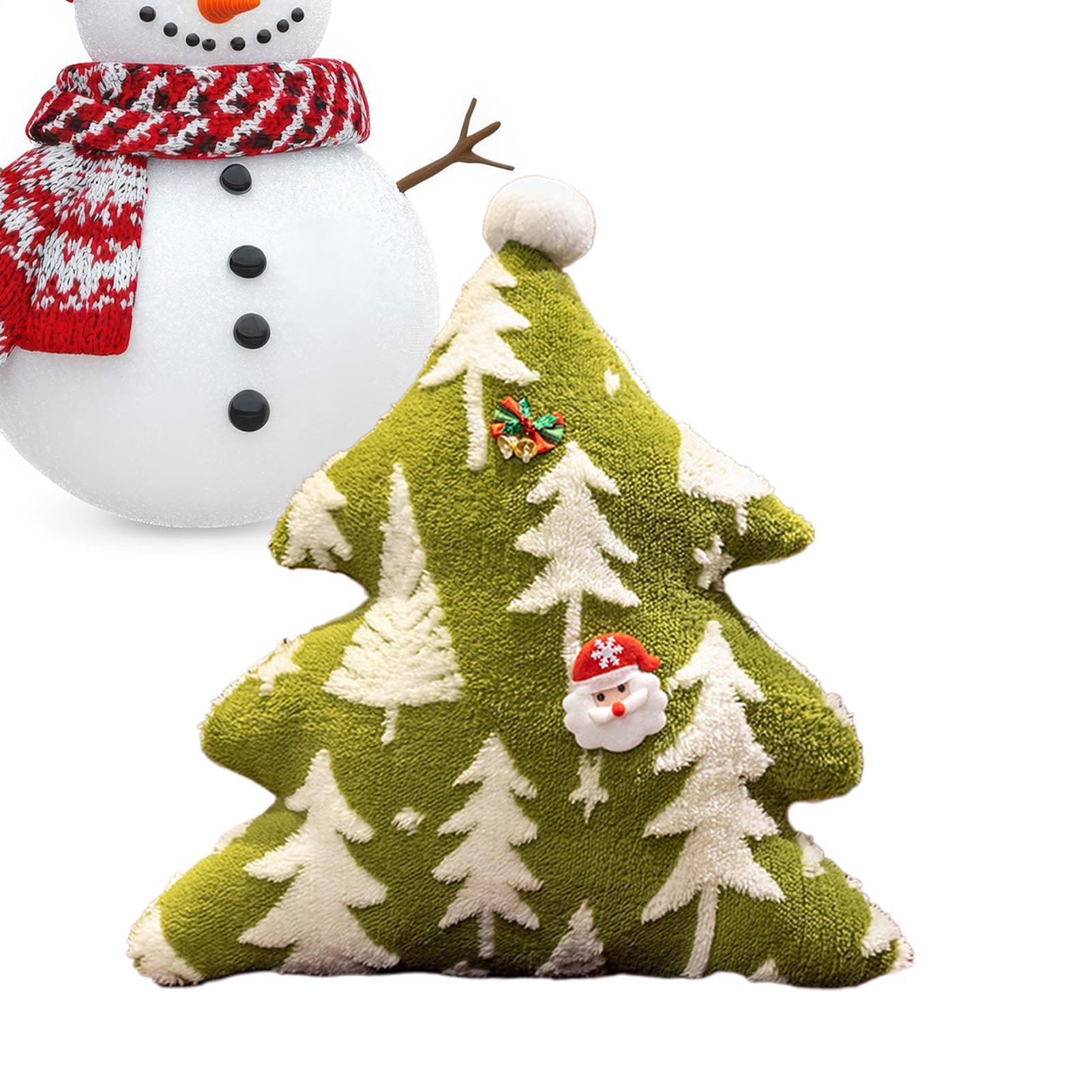 Almohada de felpa para decoración navideña, cojín decorativo festivo | almohada de árbol de terciopelo suave que añade calidez navideña, apoyo cómodo para relajarse, accesorio de decoración del ho