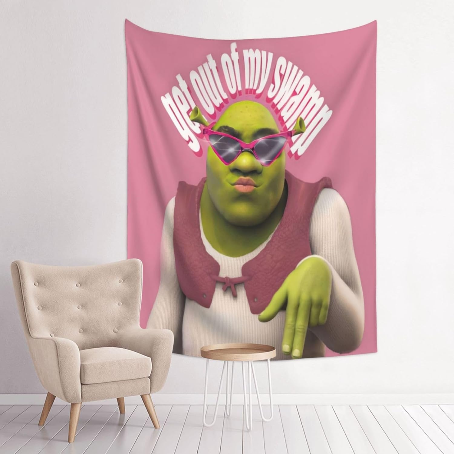 Get Out Of My Swamp tapestry 30x40in Pink Tapestries Funny