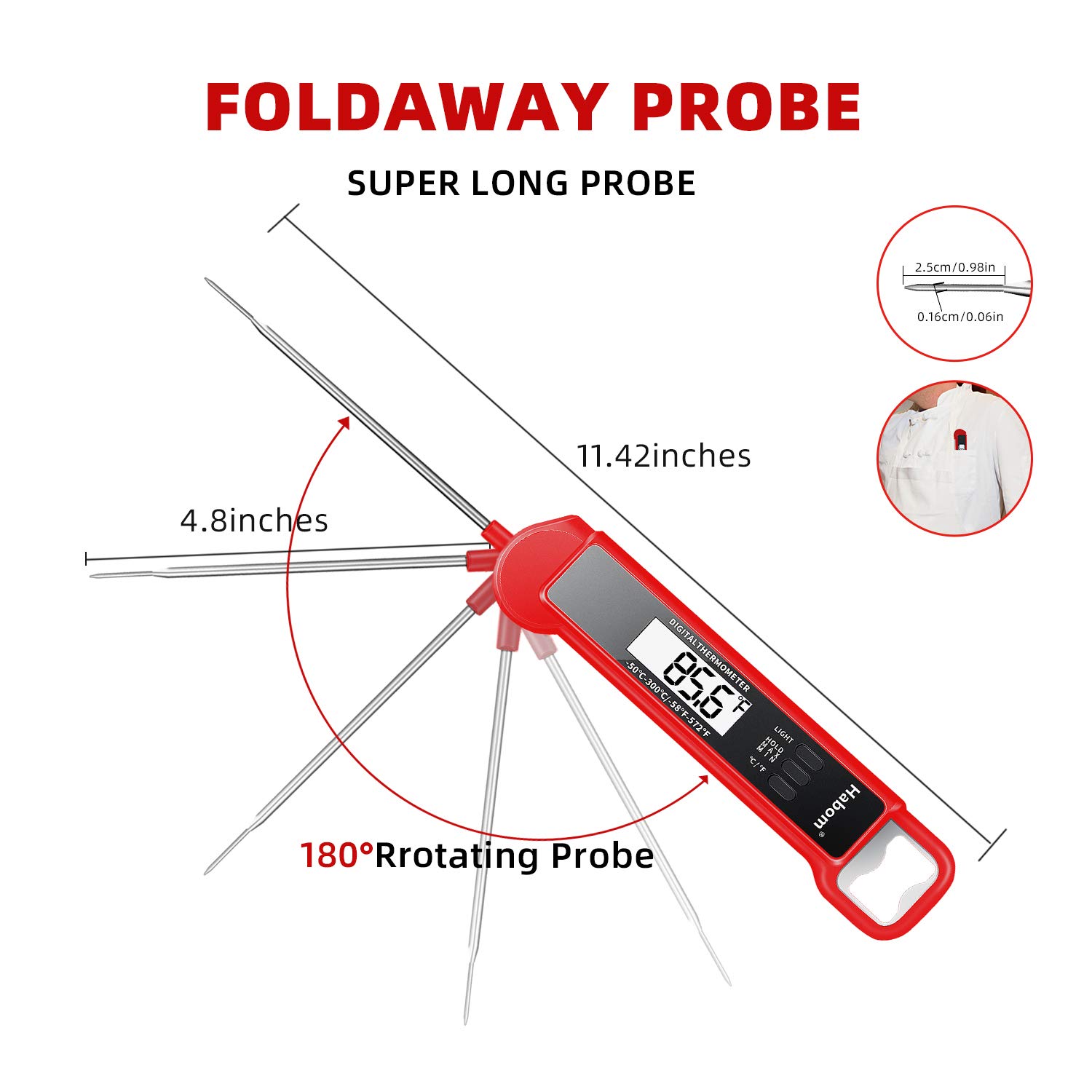 Exсluѕіvе Dіѕсоunt 90% Prісе HABOM Instant Read Meat Thermometer for Grill and Cooking-Waterproof Ultra Fast Thermometer with Backlight & Calibration. Digital Food Probe for Kitchen, Outdoor Grilling and BBQ!