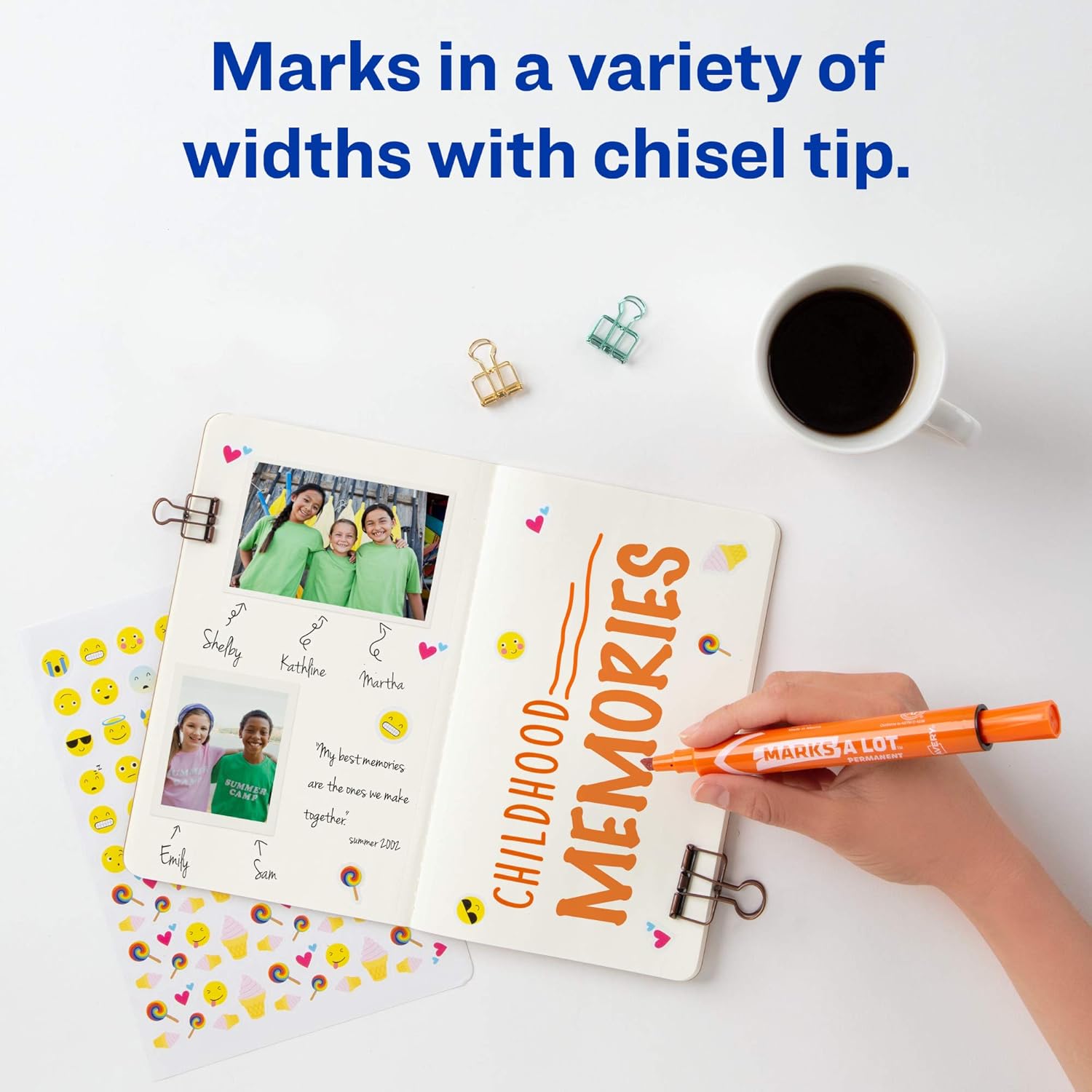 Avery Marks A Lot Permanent Markers, Large Desk-Style Size, Chisel Tip, Water and Wear Resistant, 12 Orange Markers (08883)