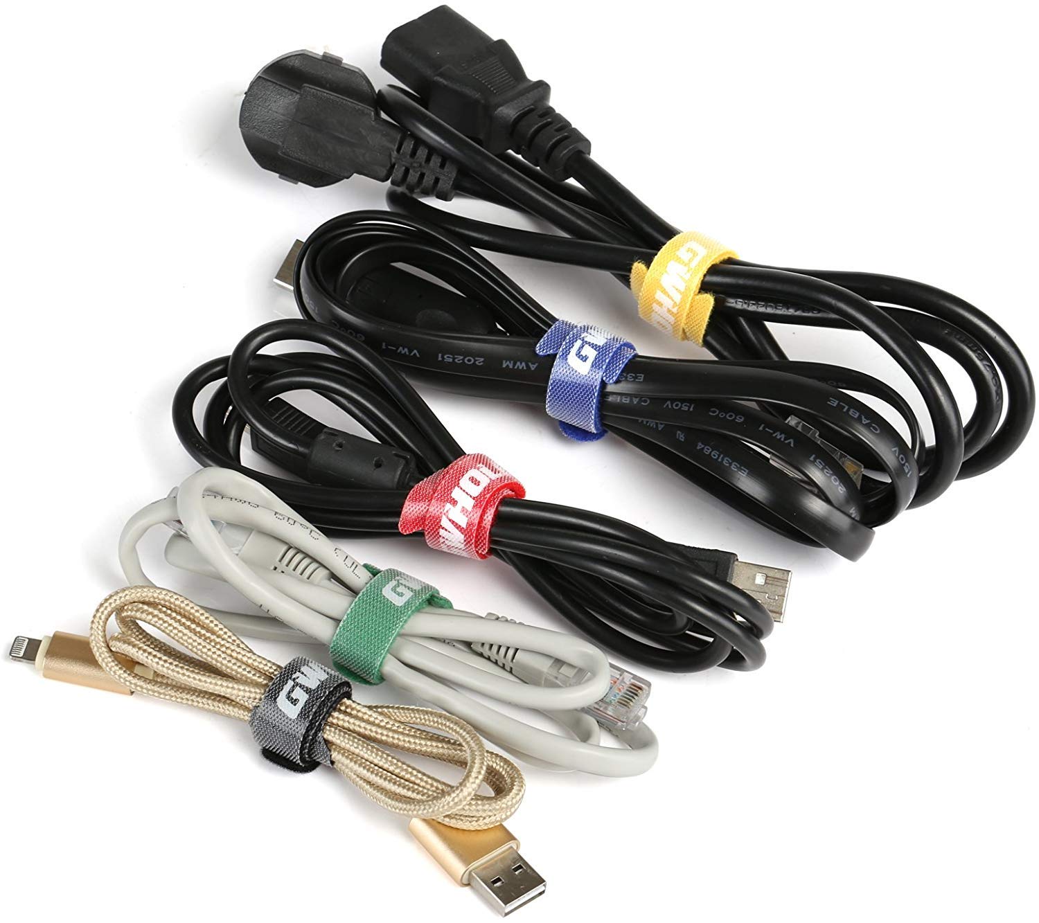 Gwhole Set di 60 fascette stringicavi, regolabili, riutilizzabili, 1,2 x 18 cm