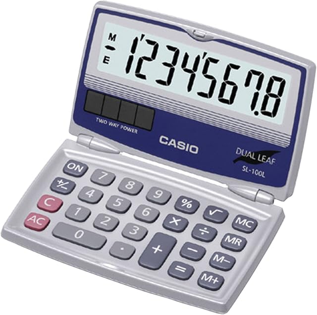 Casio Calculadora compacta dobrável solar básica SL-100L, multicolorida