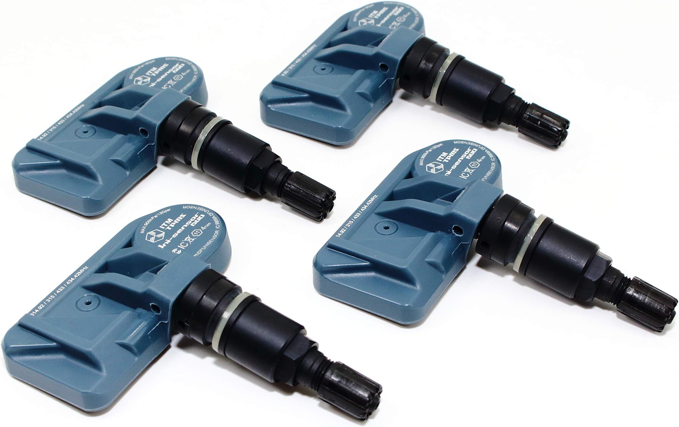 ITM Set of 4 433mhz TPMS Tire Pressure Sensors for Porsche, Replaces OE Part 9A790727502, Matte Black Aluminum Valve Stems
