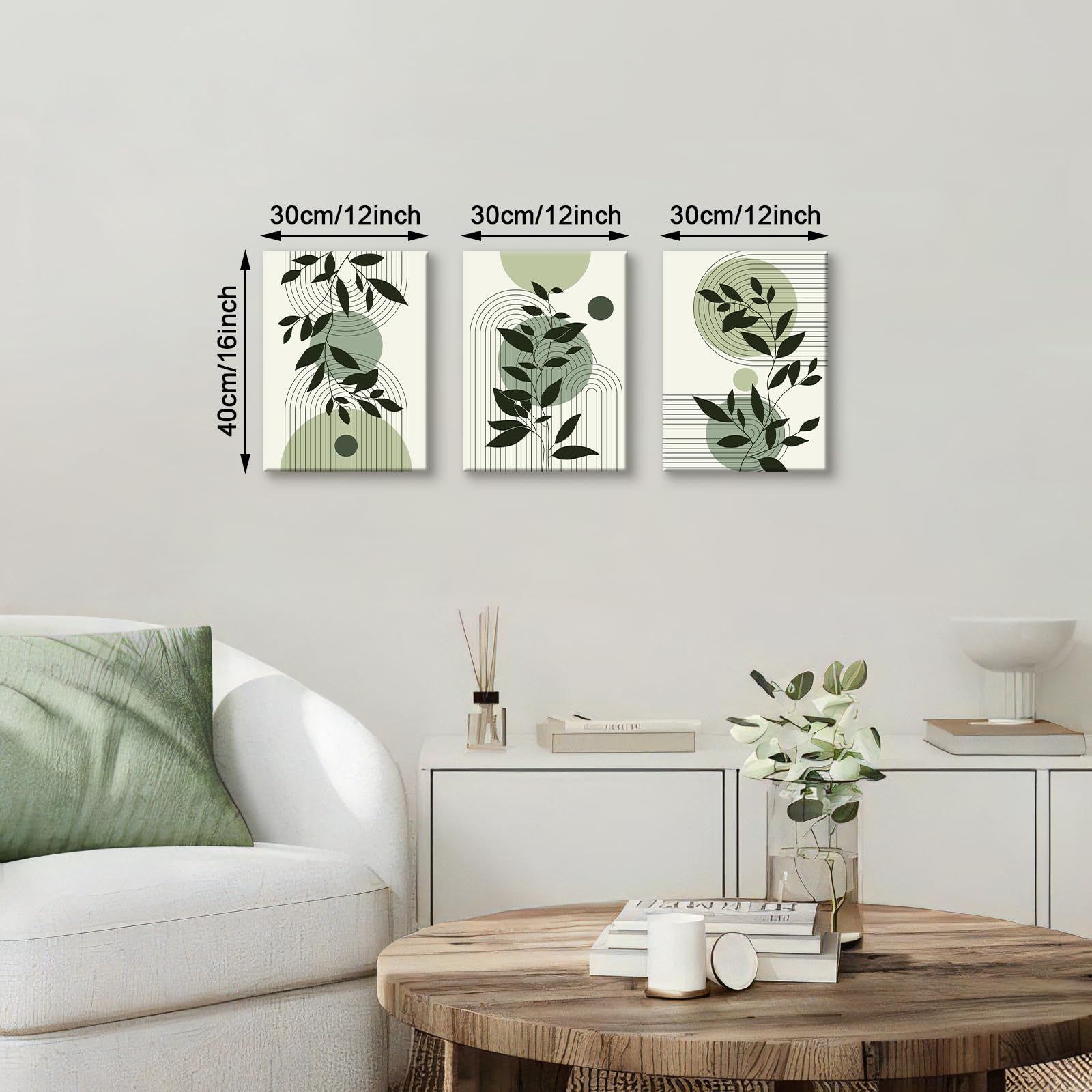 Liekadijiae Set di 3 poster da parete in stile boho, 30 x 40 cm, decorazione da parete per soggiorno, moderno, minimalista, astratta, tela geometrica