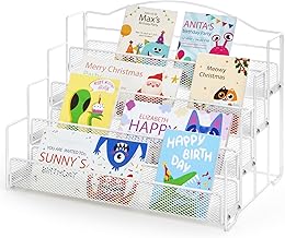 Postcard Display Stand Postcard Holder for Stickers Greeting Cards Holiday Gift Cards Retail White Metal