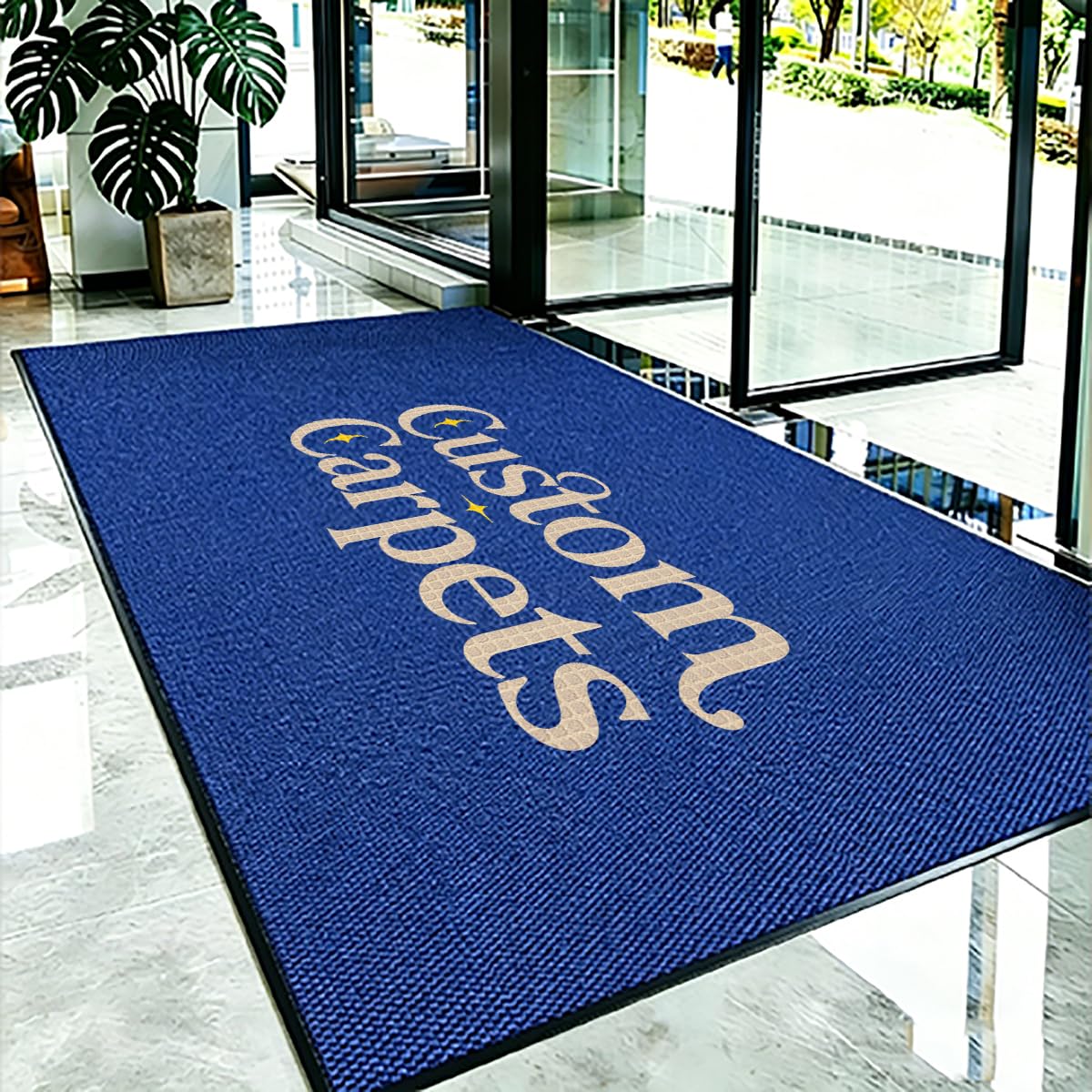 Paillasson Personnalisé avec Logo et Texte Dos Antidérapant Tapis Personnalisable Animaux pour Entrées Famille Commerces Supermarchés,90x120cm