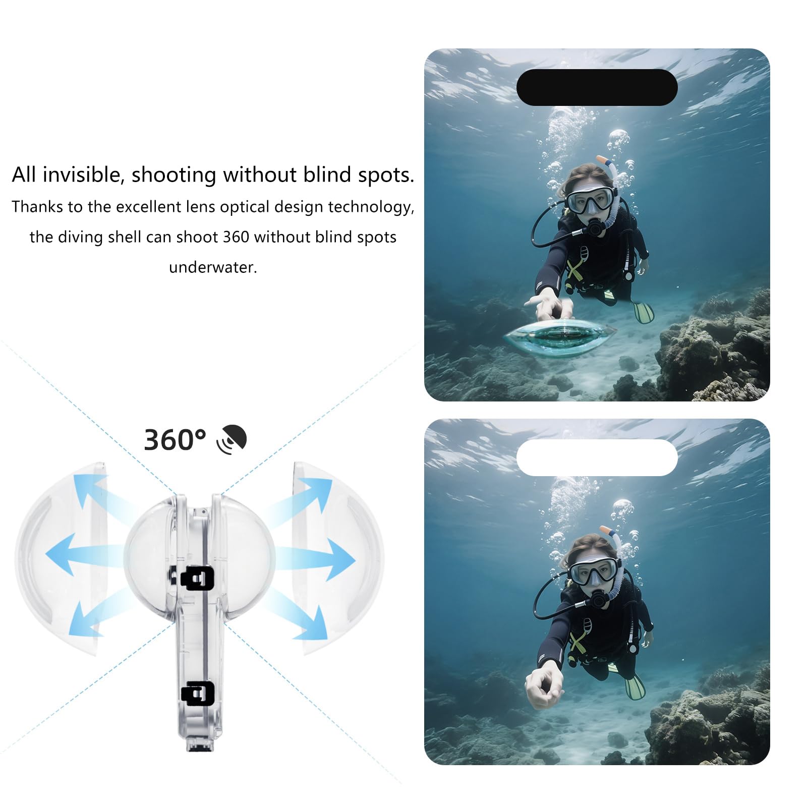 Funda impermeable para cámara Scratch Immune 360 con protector de lente contra la niebla, herramienta de inserción de montaje complementario, sustancia de contorno delgado, instalación rápida, funda